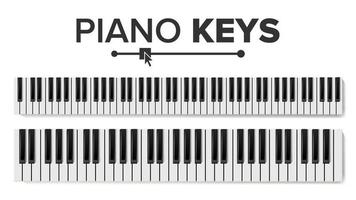 vector de teclados de piano. ilustración aislada. teclado de vista superior