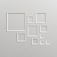 conjunto de composición de plantilla de marco de imagen en blanco. galería interior con marcos de madera vacíos diseño de vectores interiores