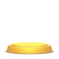 Empty Vector Podium. Isolated On White Background. Yellow 3D Stage. Realistic Platform. Round Pedestal Concept.