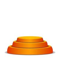 Empty Vector Podium. Isolated On White Background. Yellow 3D Stage. Realistic Platform. Round Pedestal Concept.