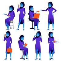 vector conjunto de mujer. colores degradados modernos. personas diferentes poses. carácter empresarial. persona hermosa. ilustración plana aislada