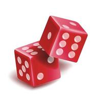 Playing Dice Vector Set. Realistic 3D Illustration Of Two Red Dice With Shadow. Game Dice Set