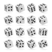 Playing Dice Vector Set. 3d Realistic Cubes With Dot Numbers. Good For Playing Board Casino Game. Isolated On White. Set Of Dice Rolls