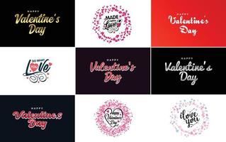 Happy Valentine's Day greeting card template with a romantic theme and a red color scheme vector