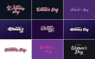 Abstract Happy Women's Day logo with a love vector design in pink. red. and black colors