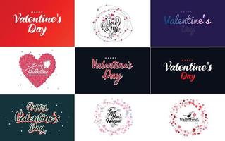 Happy Valentine's Day greeting card template with a romantic theme and a red color scheme vector