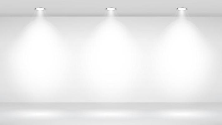 Photo Studio Room. Empty White Interior. Gallery, Architectural Design. Vector Illustration.
