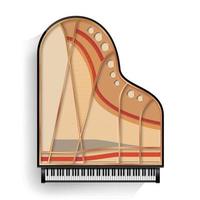 Black Grand Piano Opened Icon Vector With Shadow. Realistic Keyboard. Isolated Illustration.