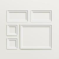 Blank Picture Frame Template Composition Set Vector. White Photo Frames. Realistic Picture Frame. Modern Design Element For You Product Mock Up Or Presentation. vector