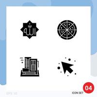 4 Thematic Vector Solid Glyphs and Editable Symbols of allah city god pizza appartment Editable Vector Design Elements