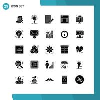 25 User Interface Solid Glyph Pack of modern Signs and Symbols of mobile web process receive envelope Editable Vector Design Elements