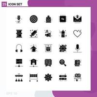 Solid Glyph Pack of 25 Universal Symbols of delete gadget pumpkin devices chip Editable Vector Design Elements