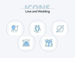 Wedding Blue Icon Pack 5 Icon Design. music. disk. balloon. gift. flowers vector