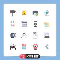 16 concepto de color plano para sitios web móviles y aplicaciones pendientes red conectada a Internet paquete editable complejo de elementos de diseño de vectores creativos