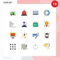 16 iconos creativos signos y símbolos modernos de equipo de procesamiento monitoreo de desarrollo de invierno paquete editable de elementos creativos de diseño de vectores