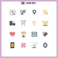 Modern Set of 16 Flat Colors and symbols such as board van geo location flour baking Editable Pack of Creative Vector Design Elements