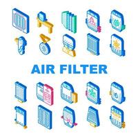 Air Filter Accessory Collection Icons Set Vector