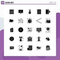 Solid Glyph Pack of 25 Universal Symbols of money mobile pc planner notebook Editable Vector Design Elements