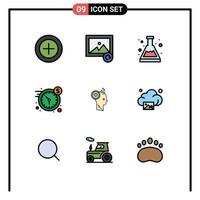 Modern Set of 9 Filledline Flat Colors Pictograph of office like chemistry user money Editable Vector Design Elements