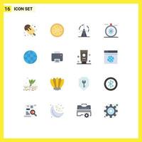 Group of 16 Flat Colors Signs and Symbols for internet open energy navigation compass Editable Pack of Creative Vector Design Elements