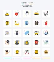 servicio de taxi creativo 25 paquete de iconos planos como carretera. alfiler. Llave de ignición. localización. tarjeta vector