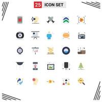 Mobile Interface Flat Color Set of 25 Pictograms of lens camera achievement up arrow Editable Vector Design Elements