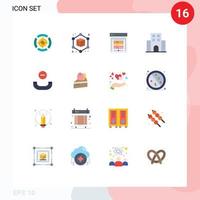 grupo de 16 signos y símbolos de colores planos para colgar el servidor de datos de llamadas viaje paquete editable de elementos creativos de diseño de vectores