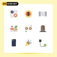 Set of 9 Modern UI Icons Symbols Signs for party fancy glasses thumbnails female basket Editable Vector Design Elements