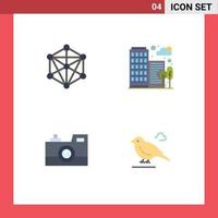 Set of 4 Commercial Flat Icons pack for data camera machine house retro camera Editable Vector Design Elements