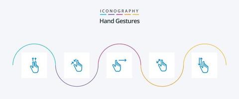 Hand Gestures Blue 5 Icon Pack Including touch. interface. finger. gestures. swipe vector