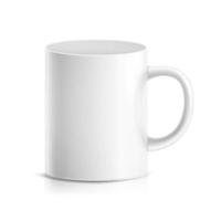 White Mug Vector. 3D Realistic Ceramic Or Plastic Cup Isolated On White Background. Classic Cafe Cup Mock Up With Handle Illustration. Good For Business Branding, Corporate Identity vector