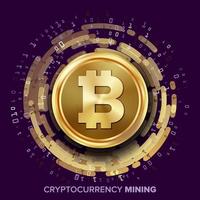 Mining Bitcoin Cryptocurrency Vector. vector