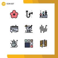 9 User Interface Filledline Flat Color Pack of modern Signs and Symbols of food lemonade leaderboard payment money Editable Vector Design Elements