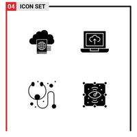 Pack of creative Solid Glyphs of cloud stethoscope upload arrow process Editable Vector Design Elements