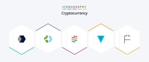 Cryptocurrency 25 Flat icon pack including first coin. crypto. rise. coin. cryptocurrency vector