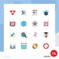 Pack of 16 Modern Flat Colors Signs and Symbols for Web Print Media such as monitor checklist analytics cloud tick Editable Pack of Creative Vector Design Elements