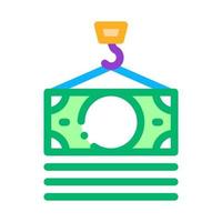 hook cash bill icon vector outline illustration