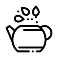 tetera con hojas de té icono vector ilustración de contorno