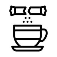 espolvorear azúcar en la taza de té icono vector ilustración de contorno