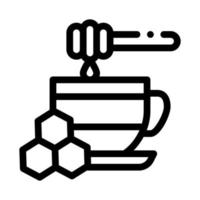 agregue miel a la taza de té icono vector ilustración de contorno