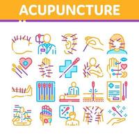 Acupuncture Therapy Collection Icons Set Vector