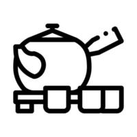 teapot with cups icon vector outline illustration