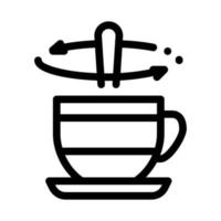 cuchara de agitación en la taza de té icono vector ilustración de contorno
