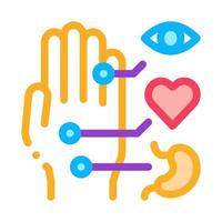 different points of impact of organs on arm icon vector outline illustration