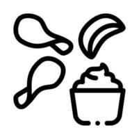 chips with sauce icon vector outline illustration