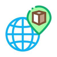 kaaba geolocation on planet icon vector outline illustration