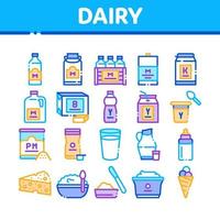 Dairy Drink And Food Collection Icons Set Vector