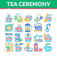 Tea Ceremony Tradition Collection Icons Set Vector