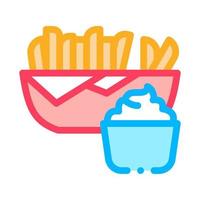 french fries with mayonnaise sauce icon vector outline illustration