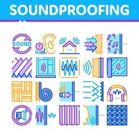 Soundproofing Building Material Icons Set Vector